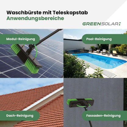 Solarmodul-Waschbürste mit Teleskopstab 4,6m