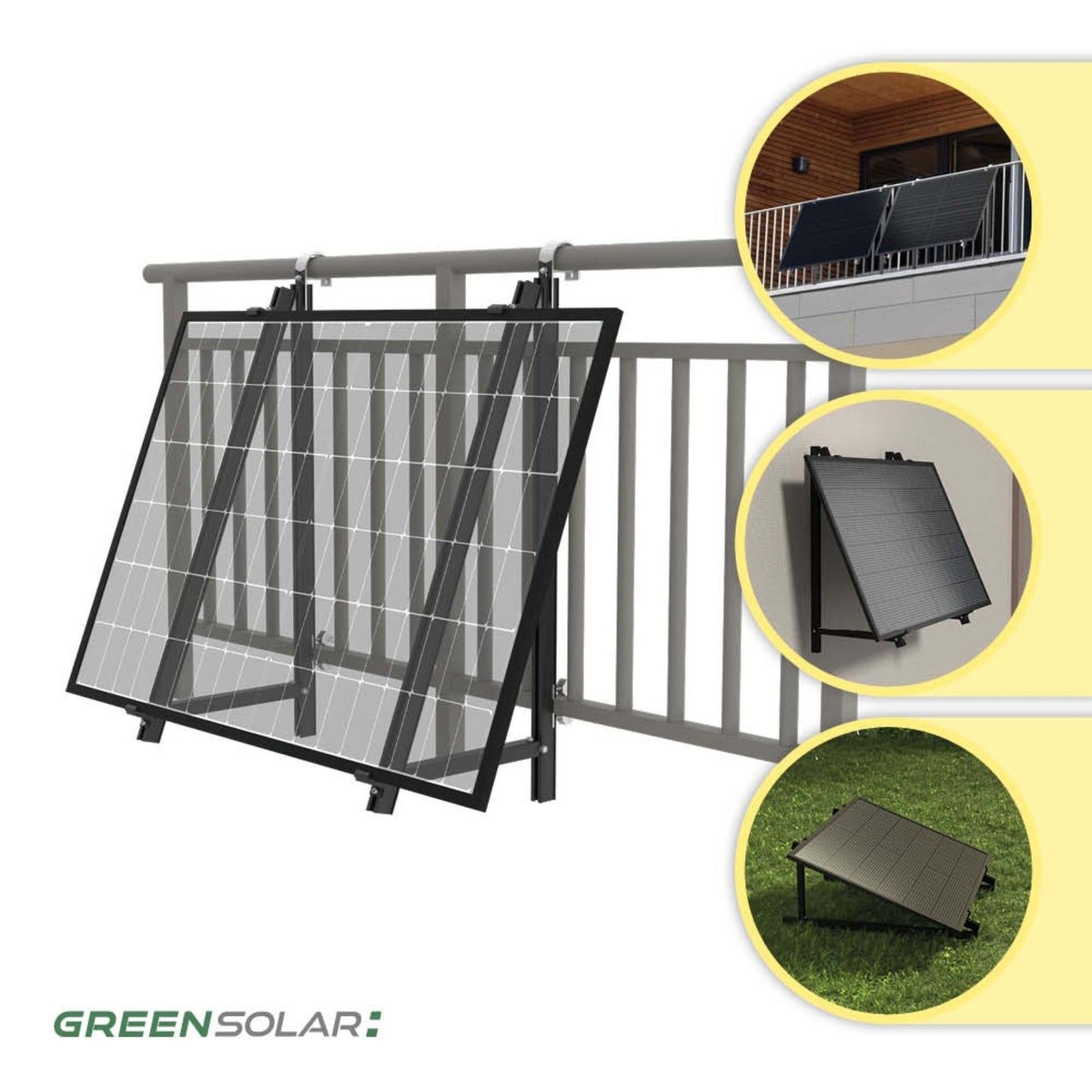 Balkonhalterung für Balkonkraftwerk-Solarmodule - für 2 Module