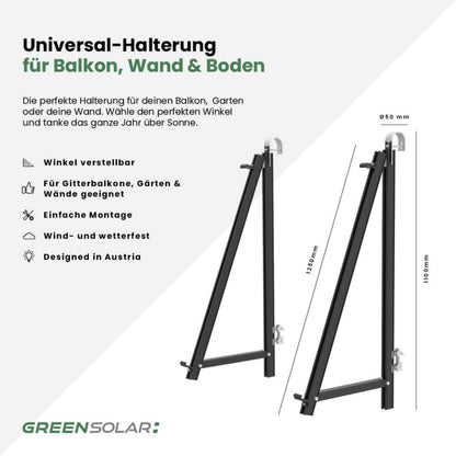 Balkonhalterung für Balkonkraftwerk-Solarmodule - für 2 Module