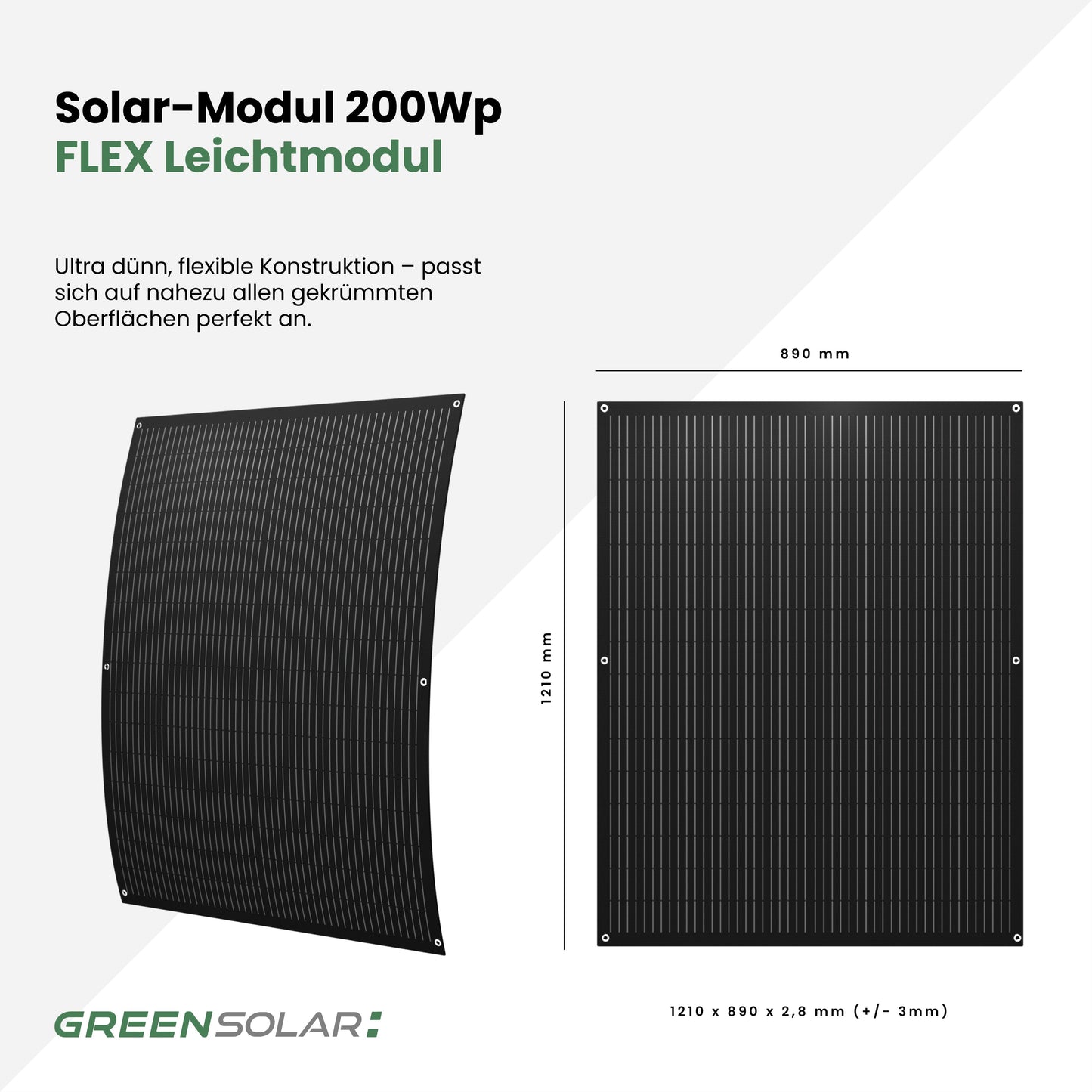 Das leichte Kraftwerk im Doppelpack: 4 Flex-Module mit Edelstahl-Kabelbinder (800W)