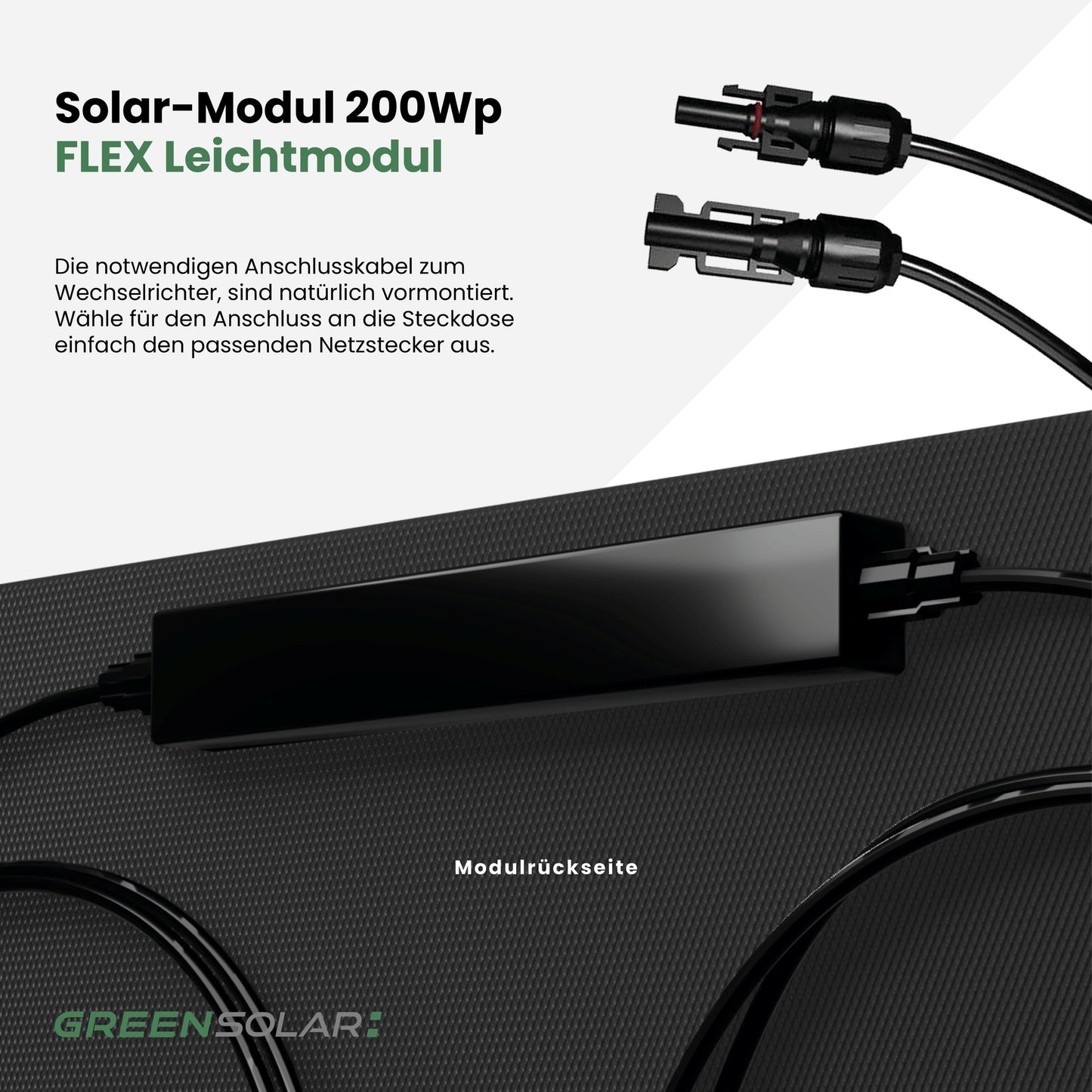 Das leichte Kraftwerk im Doppelpack: 4 Flex-Module mit Edelstahl-Kabelbinder (800W)