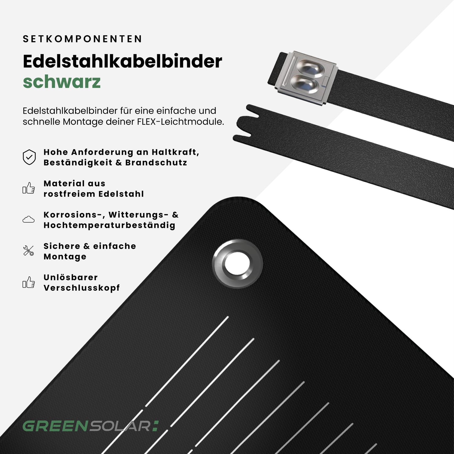 Das leichte Kraftwerk im Doppelpack: 4 Flex-Module mit Edelstahl-Kabelbinder (800W)