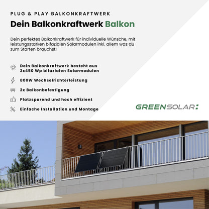 Das Kraftpaket -  Bifaziale Solarmodule mit Balkonbefestigung (900W)