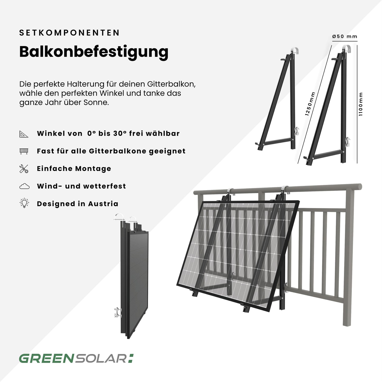 Das Kraftpaket -  Bifaziale Solarmodule mit Balkonbefestigung (900W)
