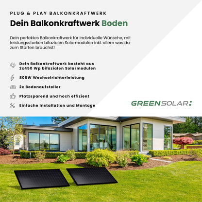 Das Bodenständige - Bifaziale Solarmodule mit Bodenaufsteller (900W)