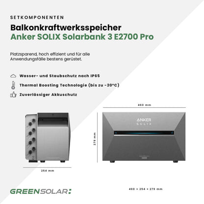 Die perfekte Kombination - Bifaziale Solarmodule (900W) plus Speicher (2,68kWh)