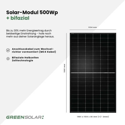 Balkonkraftwerk Basic 1000/800 black bifazial mit Balkonkraftwerkspeicher 2,11 kWh