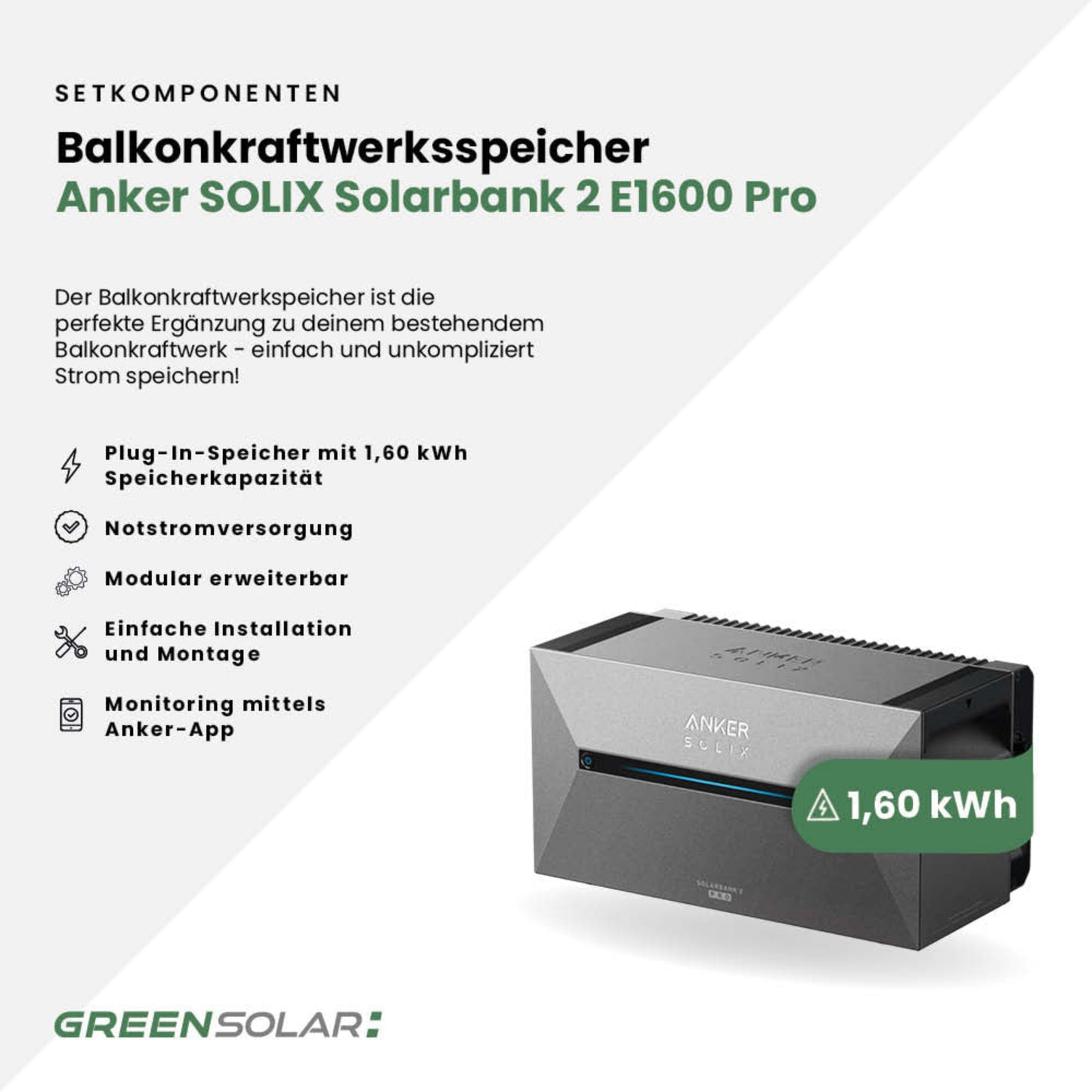 Die perfekte Kombination - Bifaziale Solarmodule (900W) plus Speicher (1,6kWh)